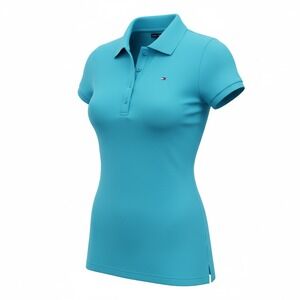 Tommy Hilfiger Womens Classic Fit Polo Shirt Bright Blue Short Sleeve XS